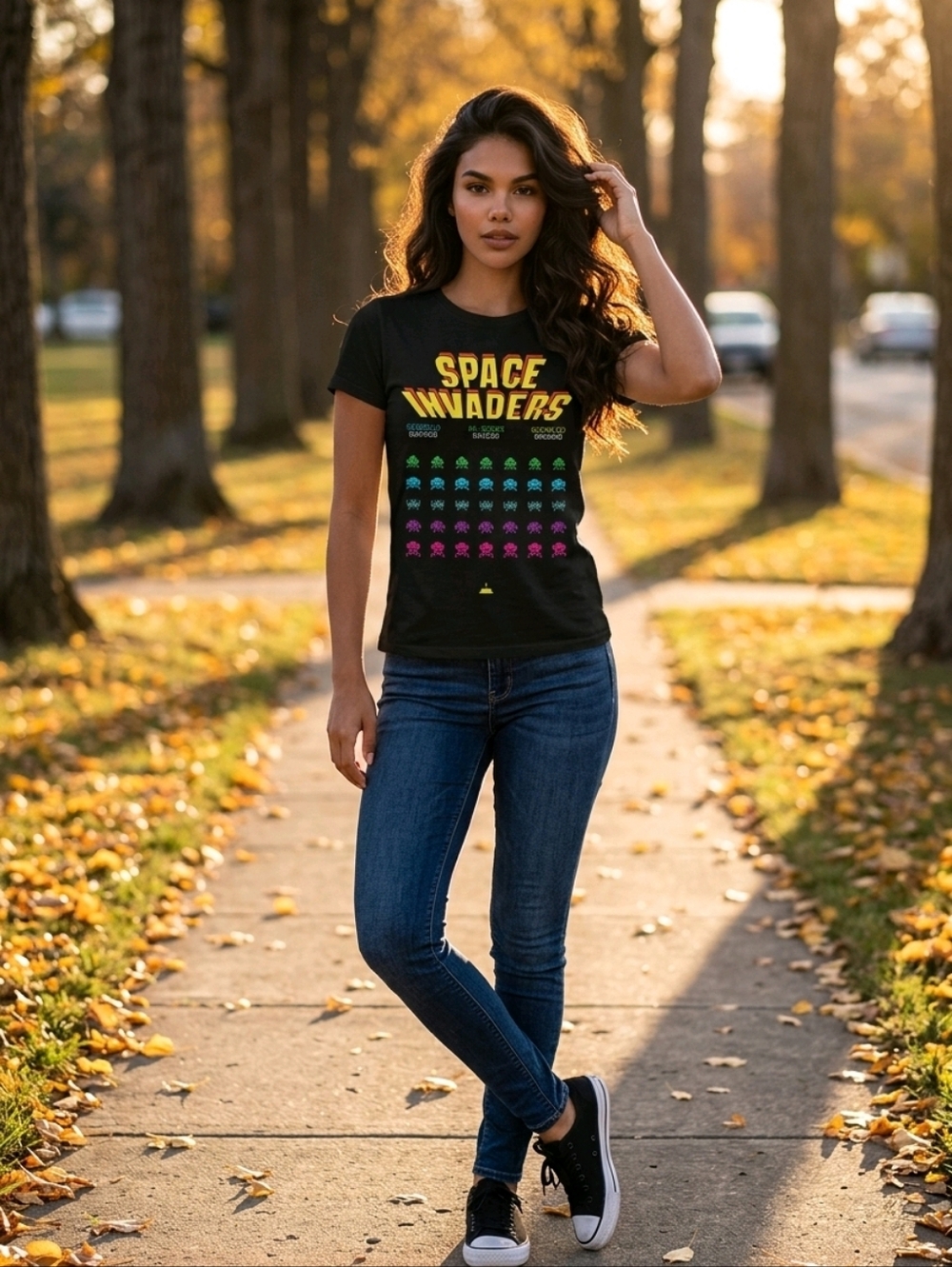 Space Invaders Black Graphic Tee - Picture 3 of 5